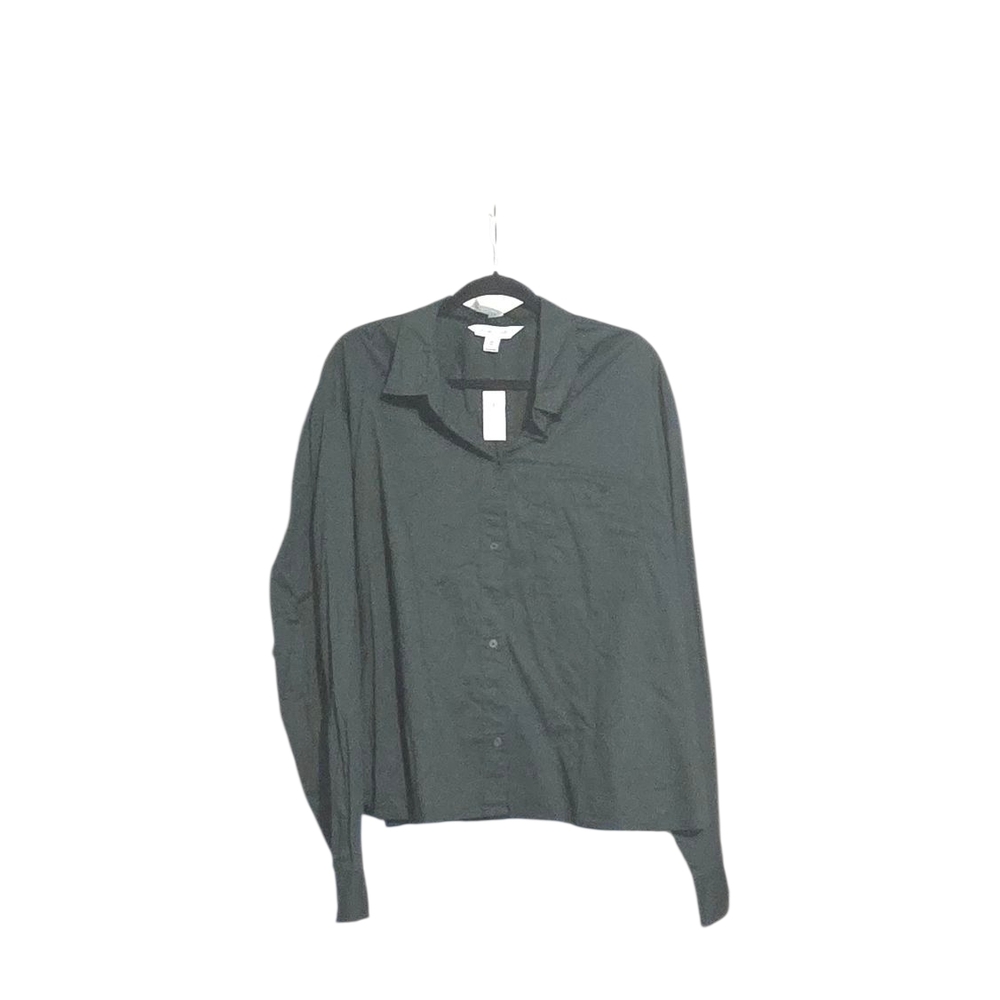 Women Plus Sizd Dark Green Cropped Button-Up Shirt